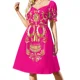 thumbnail image 1 of Vestido de manga corta rosa fluorescente con calavera de azúcar, vestido de fiesta, ropa de mujer, 1 of 7