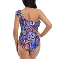 thumbnail image 5 of Haiem Watercolor Butterflies Women's One Piece Swimsuits Tummy Control One Shoulder Bathing Suits Ruffle Swimwear-X-Large, 5 of 8