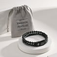 thumbnail image 3 of Bible Verse Bracelet for Men, Lava Rock Bead Healing Balancing Braided Leather Wristband, Christian Inspirational Jewelry Gifts (Matthew 19:26), 3 of 7