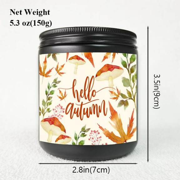 Hello Autumn Mushroom Themed Scented Candle Funny Gifts Idea for Women Woman Men Her Fall Themed Farmhouse September October Harvest Thanksgiving Day Autumn Aesthetic Seasonal Room Decoration