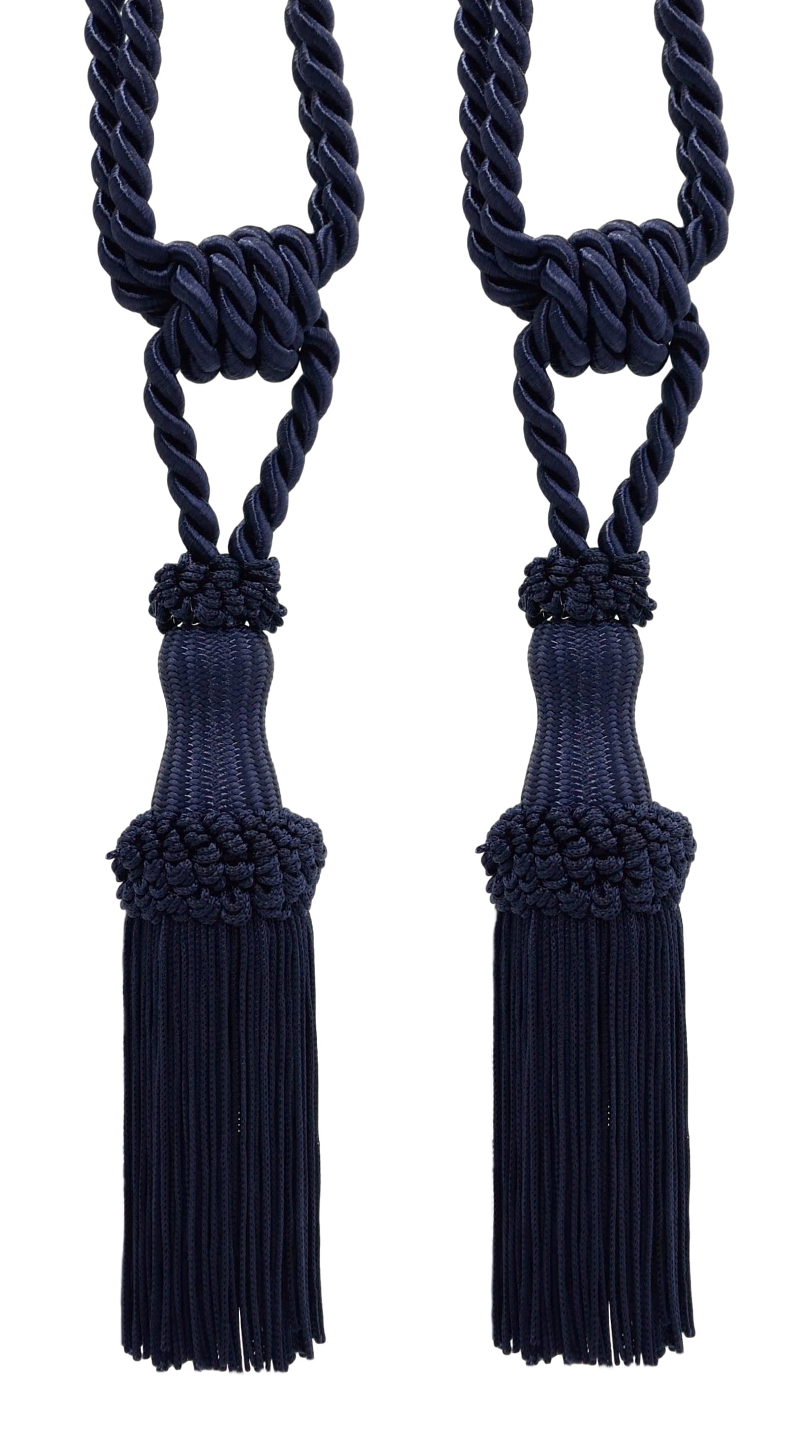 J3 DÉCOPRO Exquisite Navy Blue Double-Tassel Chair Tie|3 1/2 Tassel|13 Spread Embrace |1/4 Cord|Style# CCT|Color: Evening Sky