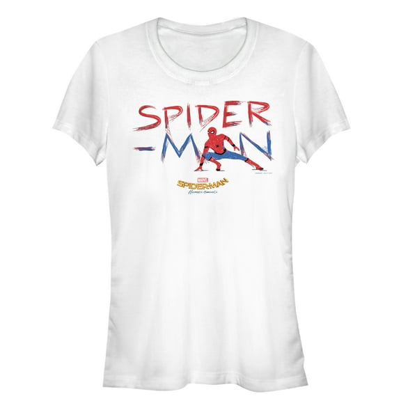 Junior's Marvel Spider-Man: Homecoming Paint Streak  Graphic Tee White Large