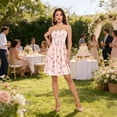 thumbnail image 4 of Dailycode Summer Dresses for Women Strapless Casual Beach Cover Ups Small Flowers with Leaf Tube Top Sundress, 4 of 8
