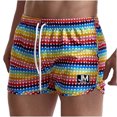thumbnail image 2 of Pantalones de tres puntos transpirables con estampado de arcoíris para hombre, pantalones cortos de playa, pantalones cortos deportivos, pantalones elásticos con cordones Pompotops oipoqjl40514, 2 of 5