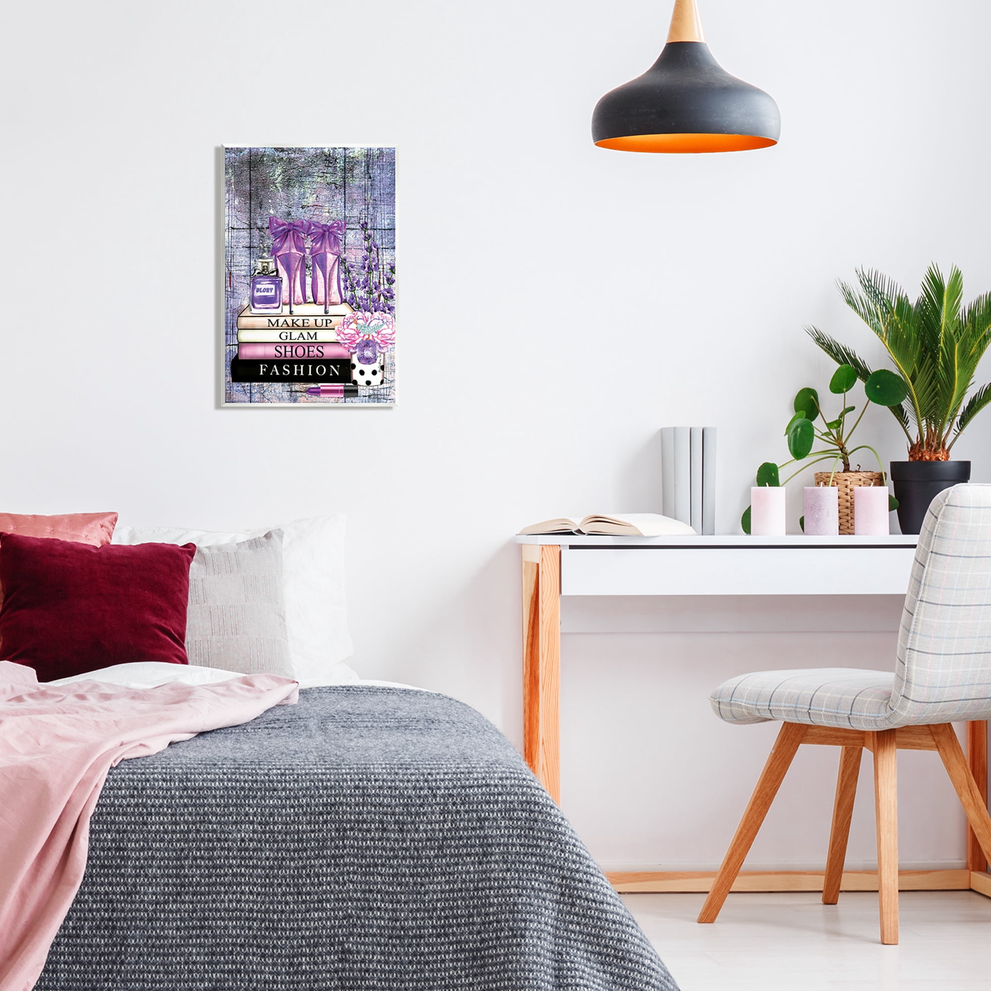 Stupell Industries Modern Purple Fashion Books Beauty & Fashion Painting Unframed Art Print Wall Art, 13 x 19