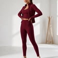 thumbnail image 5 of 3-Piece Women’s Workout Set Zip Jacket, Strappy Tank & High-Waist Pocket Leggings Stretchy Outfit, 5 of 7