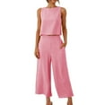 thumbnail image 2 of Cotton Linen Two Piece Sets for Women 2025 Wide Leg Two Piece Pants Set Casual Tank Tops Two Piece Outfits Summer Lounge Set, Limited Time Offer, 2 of 6