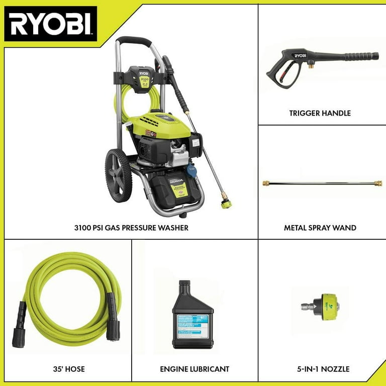 RYOBI 3100 PSI 2.3 GPM Cold Water Gas Pressure Washer with Honda GCV167 Engine Walmart