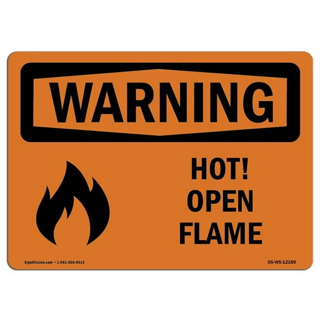 SignMission OS-WS-A-1824-L-12189 18 x 24 in. OSHA Warning Sign - Hot Open Flame with Symbol