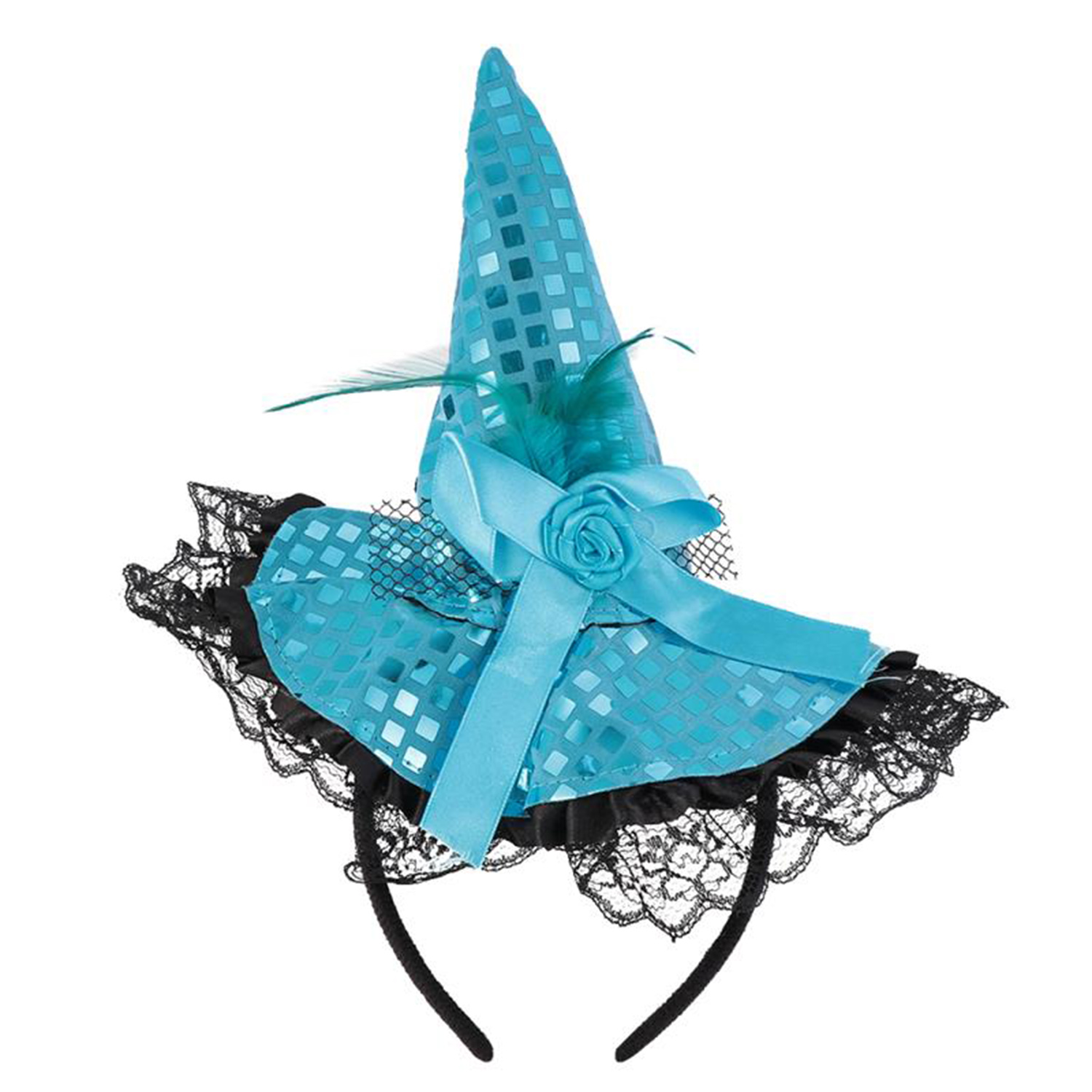 KAWELL Halloween Witch Hat Halloween Feather Witch Headband for