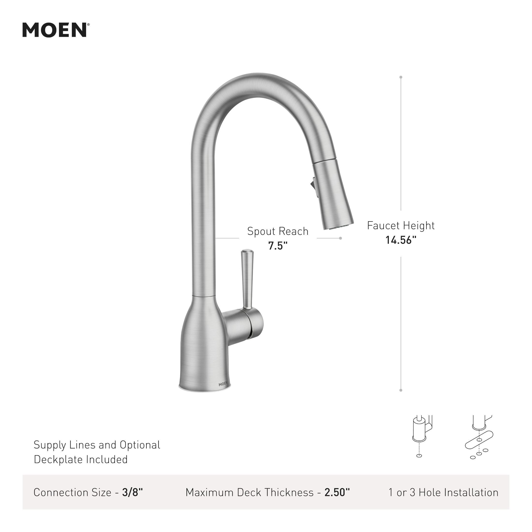 Moen Adler Pulldown Kitchen Faucet with Power Clean, Stainless photo 3