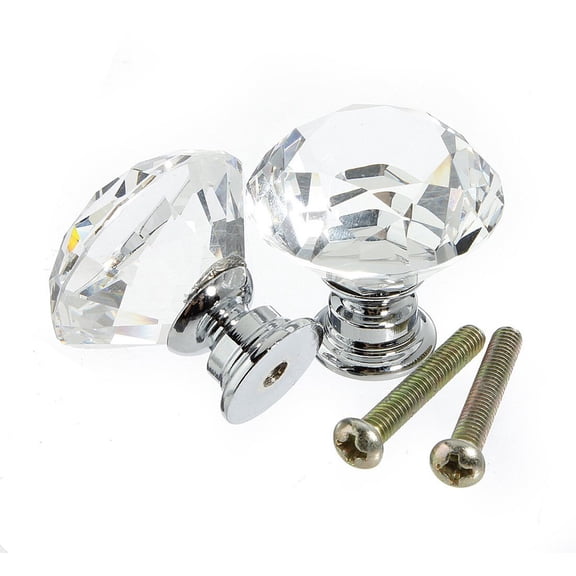 MLINS 10pcs 40mm Diamond Crystal Glass Door Knob Kitchen Cupboard Cabinet Wardrobe Drawer Pull Handle (Transparent)