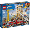 City Downtown Fire Brigade Building Blocks Set, Fire Truck with Ladder ...