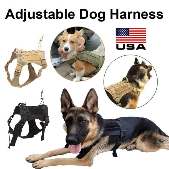 Khaki Dog Harness No Pull For 45-60kg Extra Large Dogs Anti Pull Strong And Adjustable Size XL