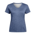 thumbnail image 4 of Women T Shirt Short Sleeve Navy Basic Tee Shirt Womens Spring Tops Going Out Tops for Women, 4 of 5
