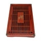thumbnail image 3 of Bandeja de té Kongfu de estilo chino, de madera, con drenaje y almacenamiento de agua, con diseño de orquídea, color rojo oscuro., 3 of 14