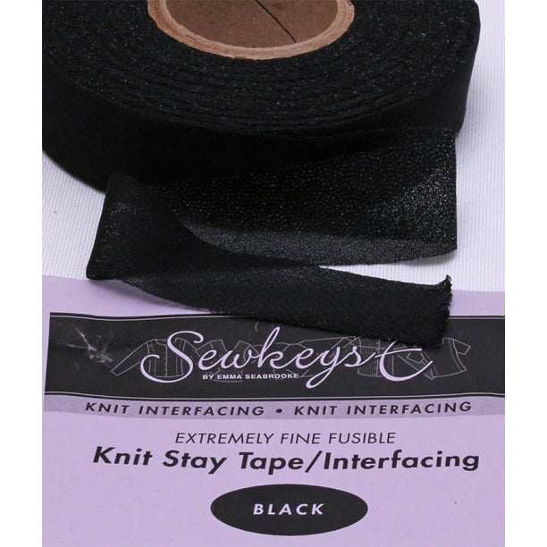 Black 1" Fusible Knit Stay Tape 1" X 25 yards SewkeysE Extremely Fine Knit Interfacing Sold