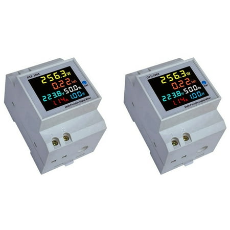 

2X 6IN1 Din Rail Monitor Voltage Current Power Factor Active Electric Energy Frequency Meter VOLT AMP AC 250-450V 100A
