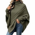 thumbnail image 2 of Sweater for Women Cable Knit Poncho Sweater Turtleneck Long Sleeve Loose Fit Casual Pullover Top, 2 of 6