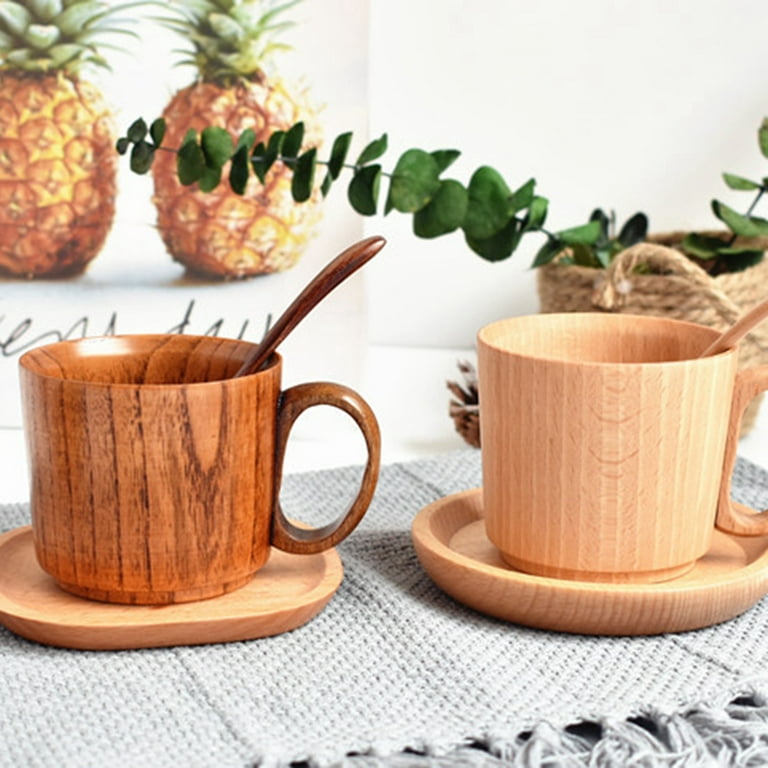 Tiitstoy Natural Wooden Cup, Wood Coffee Cup, Handmade Tea Mugs, Wooden Drinking Cup for Tea, Beer, Water, Juice, Milk Brown, Size: 7.6x6.8cm