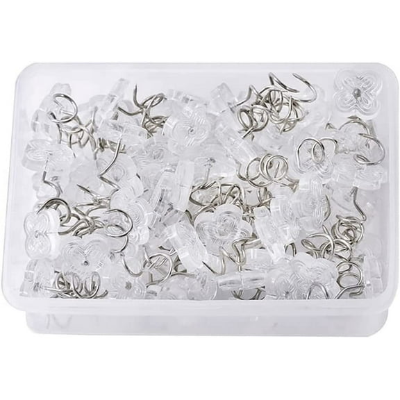100 Pcs Upholstery Tacks Headliner Pins Clear Heads Twist Pins for Slipcovers and Bedskirts, Bed Skirt Pins, Sheet Anti-Run Screw Fixing Pin Quilt Sofa Twist Nail Retainer, Type 2