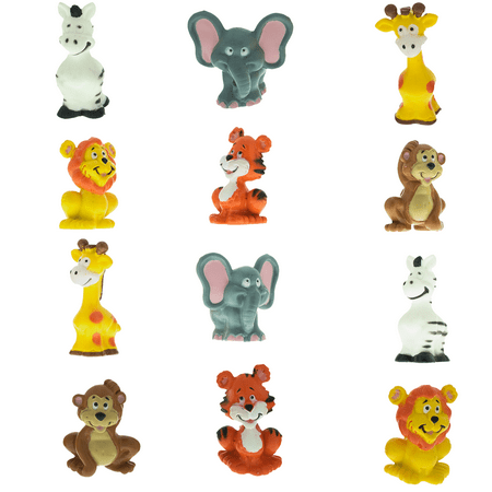 Animal Elephant Figurine - Set of 12 Zoo Animals- Tiger, Lion, Elephant, Monkey Action Figurines
