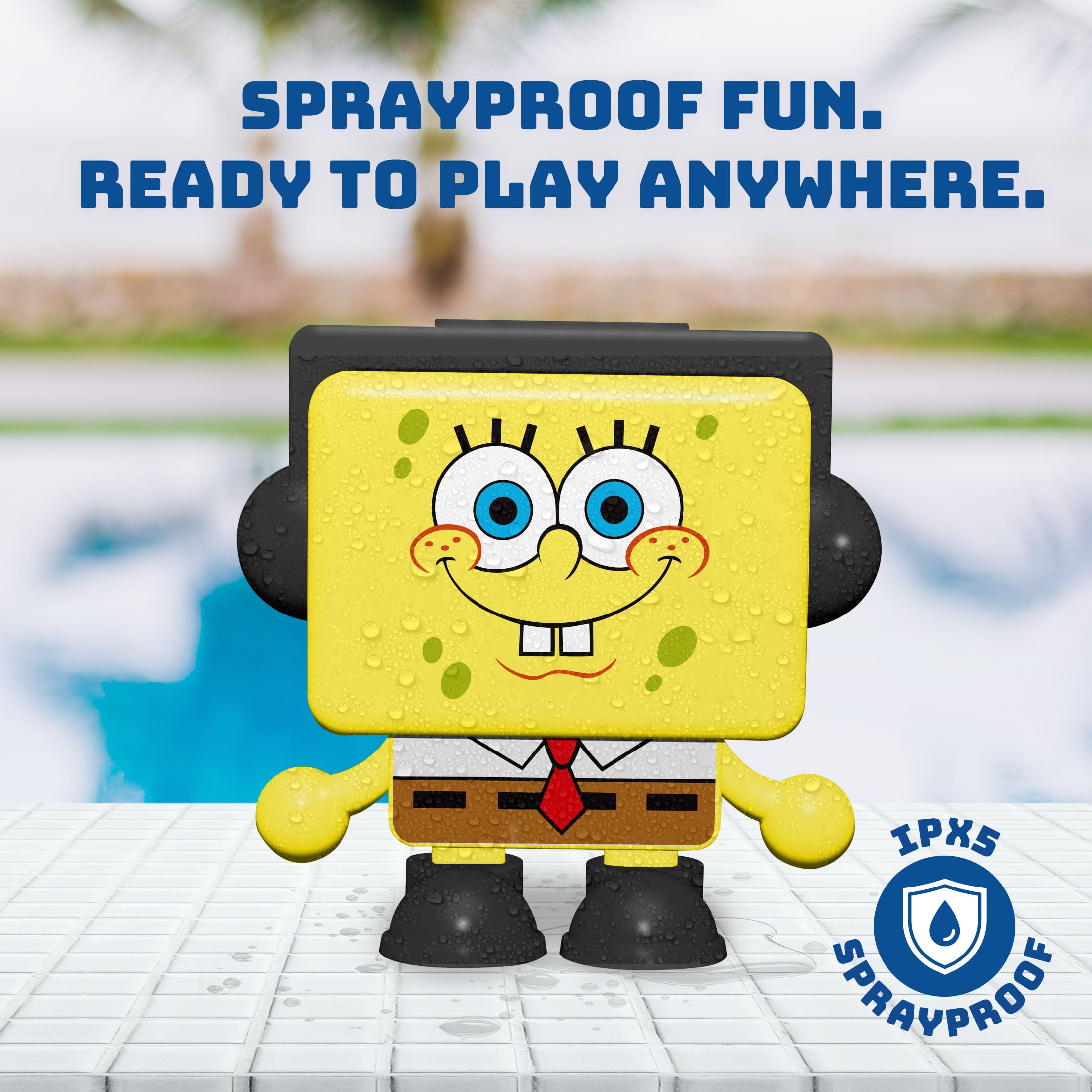 SpongeBob SquarePants Dancing Musical Toy Boombot – Plays Character Sounds, Animated Dance Moves, IPX5 Waterproof for Pool & Outdoor Fun