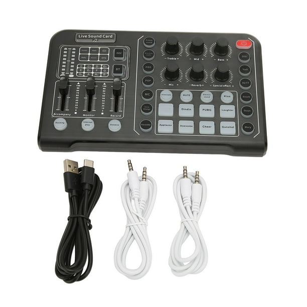 Changeur de voix Bluetooth carte son dj table de mixage avec plusieurs  effets sonores pour l'enregistrement de musique en streaming en direct