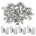 thumbnail image 1 of Uxcell 100pcs Fold Over Cord Ends 3mm Brass Crimp Cap Clasp Tips for DIY Leather Ribbon Craft Making, Silver Tone, 1 of 6
