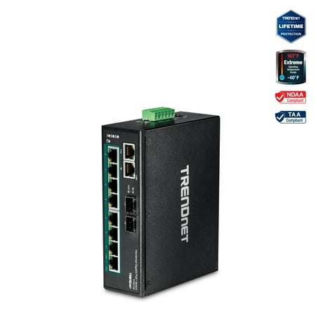 UPC: 0710931160932 | TRENDnet TI-PG102 10-Port Hardened Industrial Gigabit PoE+ DIN-Rail Network Switch