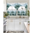 thumbnail image 5 of Green Ombre Forest Kitchen Curtains Sets 24 Inch Length with Valance, Watercolor Mountain Swag Valances and Tiers Curtain Set Drapes Swag Curtains for Living Room, Bathroom, Bedroom, Cafe, 5 of 6