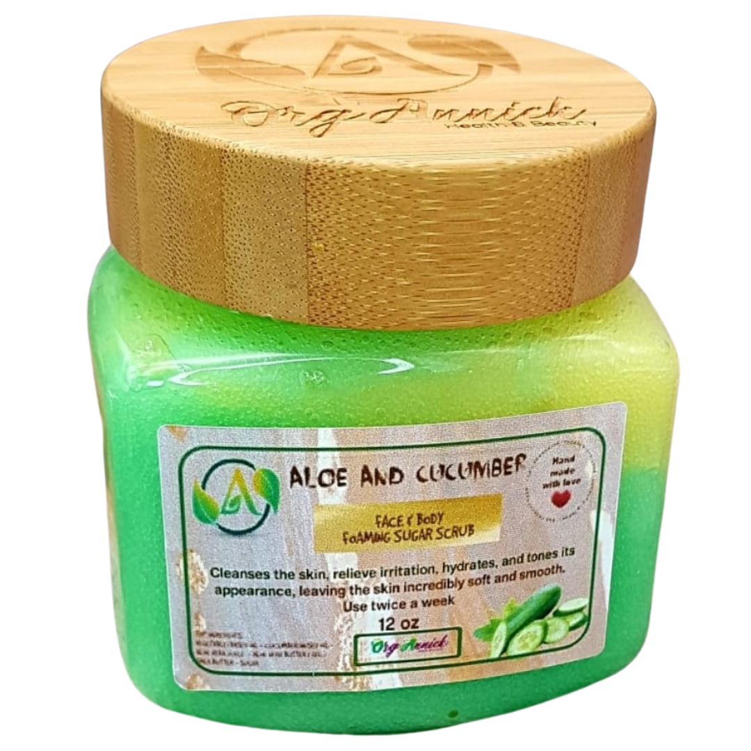 OrgAnnick Beauty Aloe & Cucumber Exfoliating Sugar Scrub & Mask 16 oz