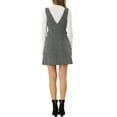 thumbnail image 3 of INSPIRE CHIC Women's Button V Neck Plaid Tweed High Waist Office Overall Dress, 3 of 6