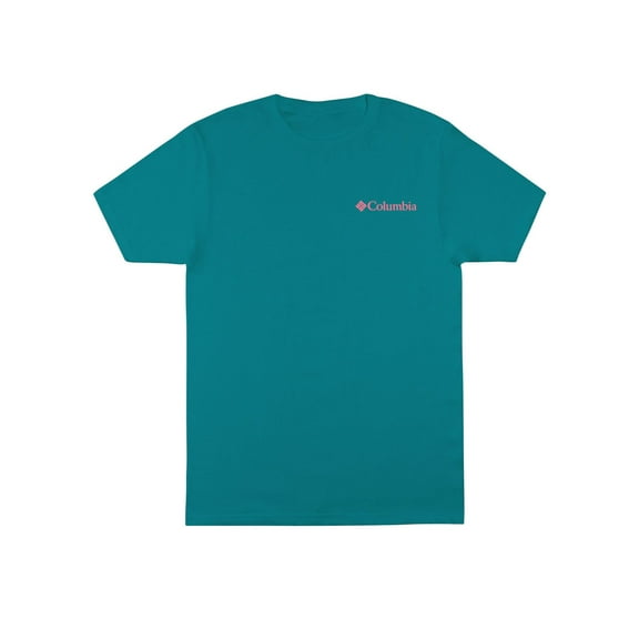 COLUMBIA Mens Recount Teal Logo Graphic Classic Fit T-Shirt S