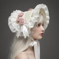 thumbnail image 6 of Hsqqdc Pink Sweet Lolita Lace Bonnet Hat, Victorian Ruffle Hat with Tassels for Tea Party, 6 of 7