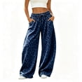 thumbnail image 6 of Women Leopard Sweatpants Baggy Wide Leg Pants Fall Y2K Lounge Sweat Pants with Pockets,Straight Leg, Pull on, Gym,Navy,XL, 6 of 7
