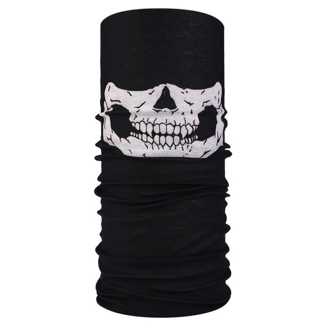 Máscara de montar con capucha mágica multifuncional sin costuras, cálida toalla con cara de calavera para Halloween