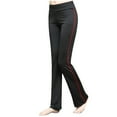 thumbnail image 2 of Women's Solid Color Mid Waist Yoga Pants, Stretch Fit Athletic Leggings, Tummy Control Side, Breathable Workout Gear for Running, Gym, Training, Lounge, Casual Wear, | TruBelle,Red XL, 2 of 3