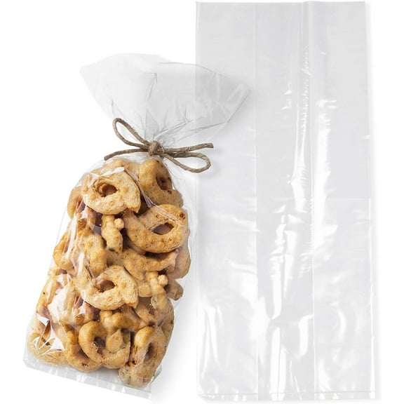 Pack of 100 Clear Gusseted Bags 5 x 2 x 12 Clear Polyethylene Bags 5x2x12 Expandable Side Gusset Bags Open Thickness 1 Mil Ended Bags for Food Service Industrial Health Needs; Wholesale Price