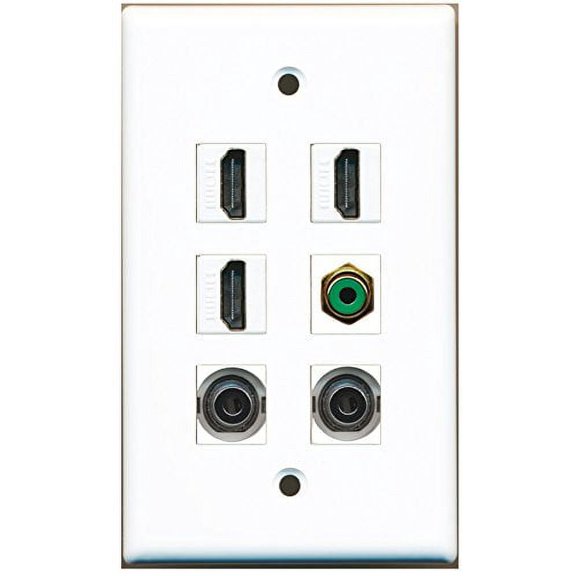 RiteAV - 3 HDMI 1 Port RCA Green 2 Port 3.5mm Wall Plate