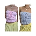thumbnail image 3 of Yunliwuli Women Tube Top, Strapless Backless Tie-up Pleated Plaid Slim Fit Summer Tops Clubwear, 3 of 9