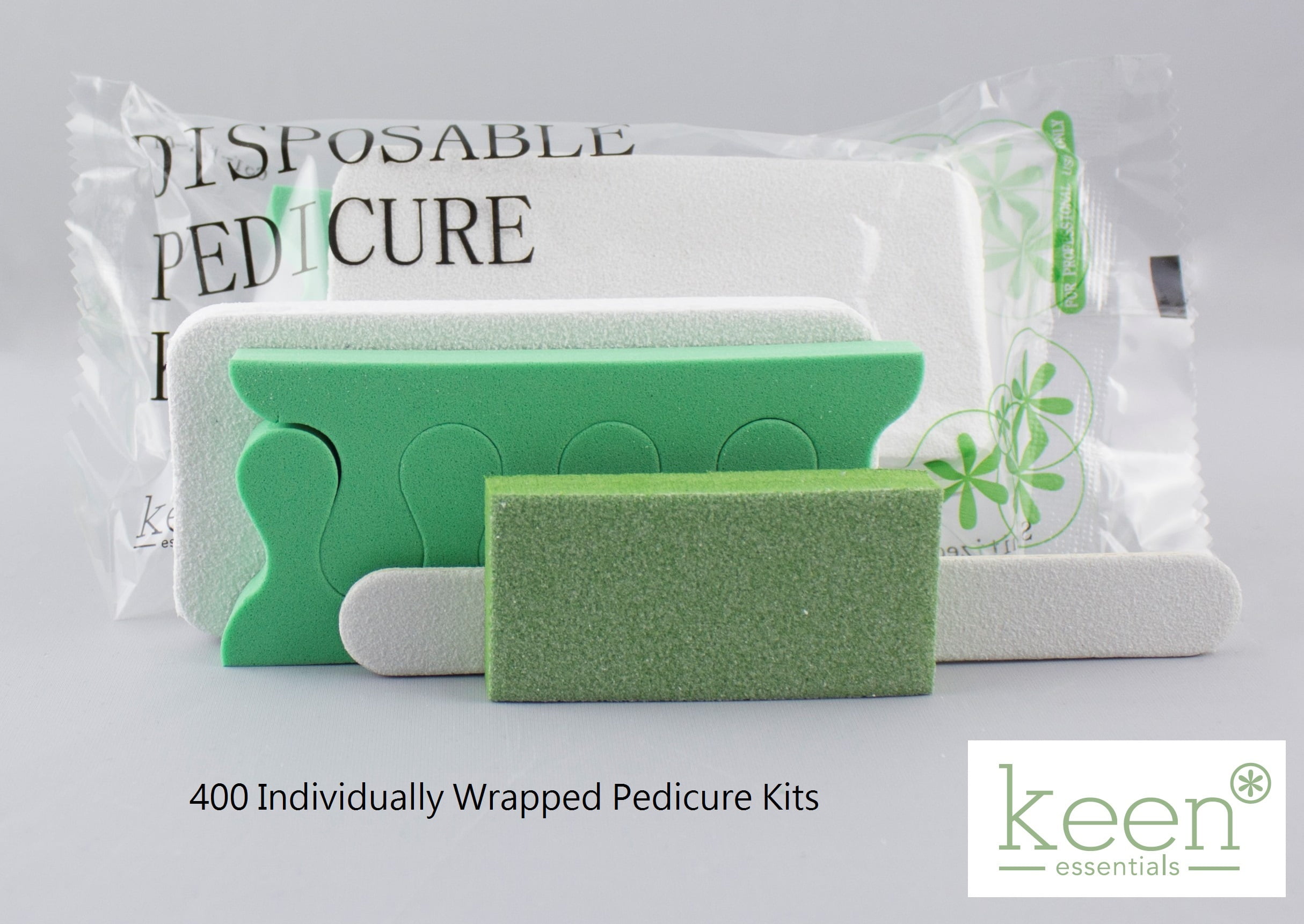 KEEN Disposable Pedicure Kits 400 KITS (4 item KitPacks) NAIL SALON Hy·giene Pack Disposable
