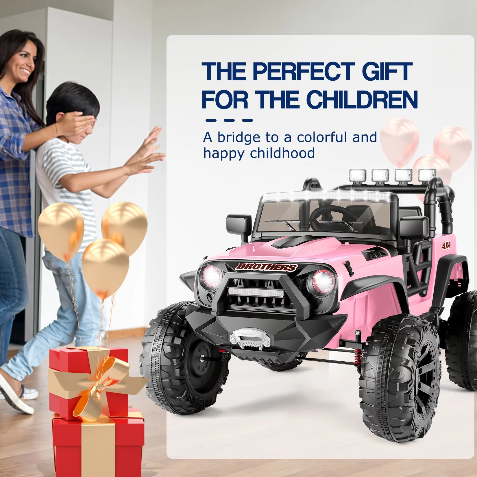 Funcid 2-Seater 24 Volt Ride on Toys, 9AH Battery Powered Riding Toy Car with 2x200W Motor, Parent Remote Control, Spring Suspension, Large Wheels, 3 Speeds, LED Lights, Bluetooth Music, Black
