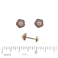 thumbnail image 2 of 18K Solid Yellow Gold Pink Acrylic Pearl Flower Covered Screwback Earrings, 2 of 3