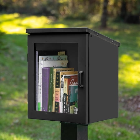 Ilyapa Library Box Outdoor 13x11x17 Black - Little Free Book Exchange Kit