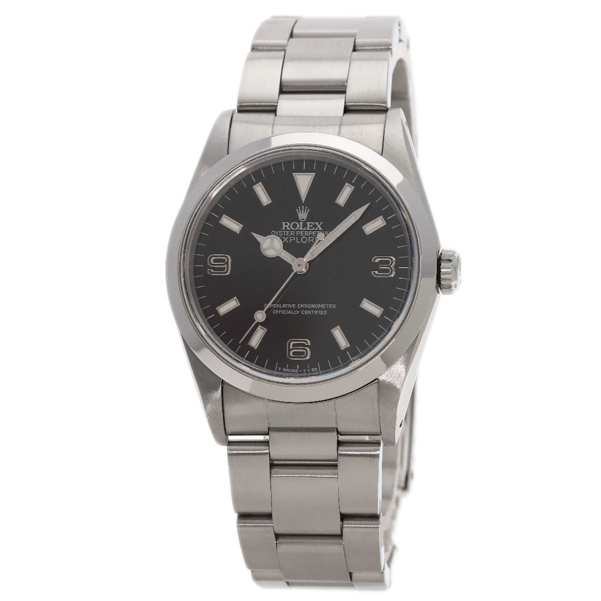 Pre-Owned Rolex 14270 Explorer 1 Blackout Watch Stainless Steel SS Men's ROLEX (Good)