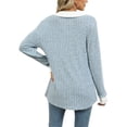 thumbnail image 3 of TEMOFON womens long sleeve Tops V-Neck Pullover Ribbed Knitted Lightweight Sweaters Fall Casual Lapel Collar Jumpe Blouse BLUE, 3 of 4