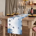 thumbnail image 2 of Flower Butterfly Blue 70 Inch Table Runner, Spring Botanical Watercolor Floral Leaf Farmhouse Dresser Scarf Cotton & Linen Tablerunner for Dining/Kitchen Island/Holiday Party Décor 13" x 70", 2 of 9