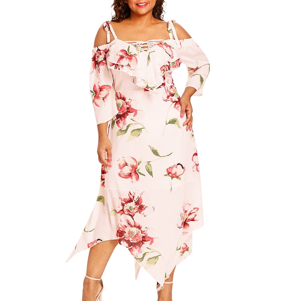Lace Up Flowing Floral Print Maxi Dress 