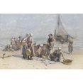 thumbnail image 2 of Bernardus Johannes Blommers 24x17 Black Ornate Framed Double Matted Museum Art Print Titled: Fishwives on the Beach at Scheveningen (C. 1880 - C. 1885), 2 of 5
